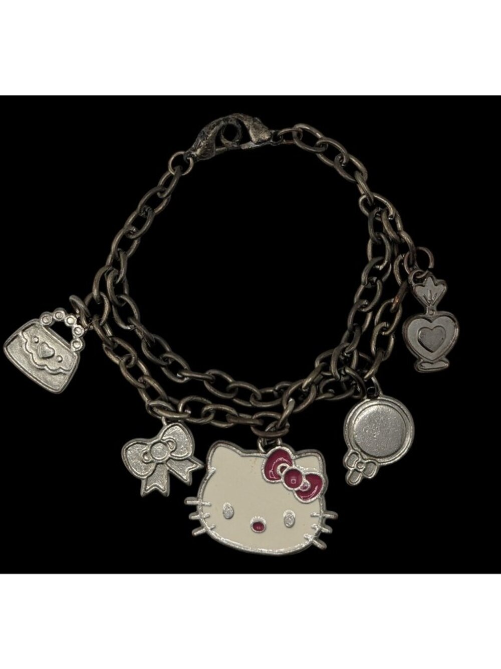 Hello Kitty Charm Bracelet Double Chain Silver Kawaii Cute